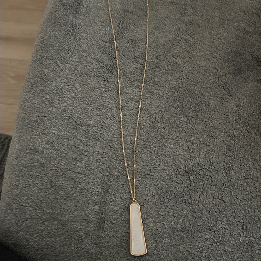 Time and Tru Gold-Tone Long Necklace with White Pendant